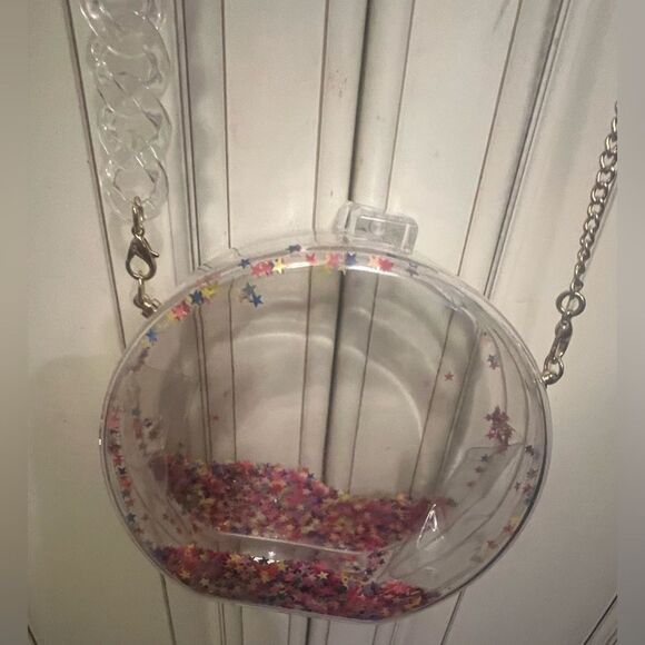 Clear iridescent Clutch HandBag-Confetti glitter - Picture 11 of 13
